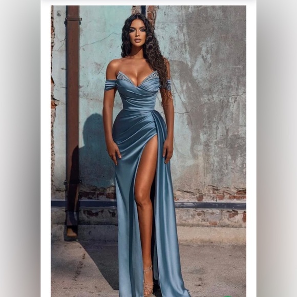Ocean Blue Prom Gown - Custom Made, New - Picture 3 of 8